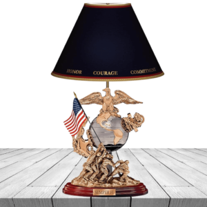 The US Marines Tabletop Lamp Hand Sculpted Base USMC Emblem