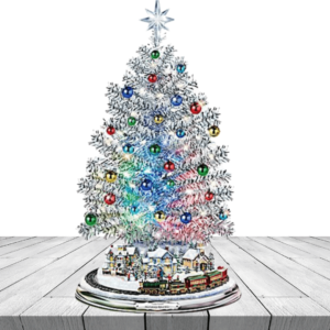 Bradford Thomas Kinkade Silver Blessings Christmas Tree With Light and Music